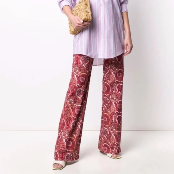Anthropologie Maeve Maria Jacquard Flare Trousers - Picture 3 of 10